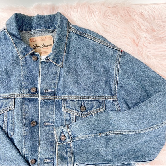 Vintage Levi Strauss Denim Jean Trucker Jacket Large Boho Concert Festival